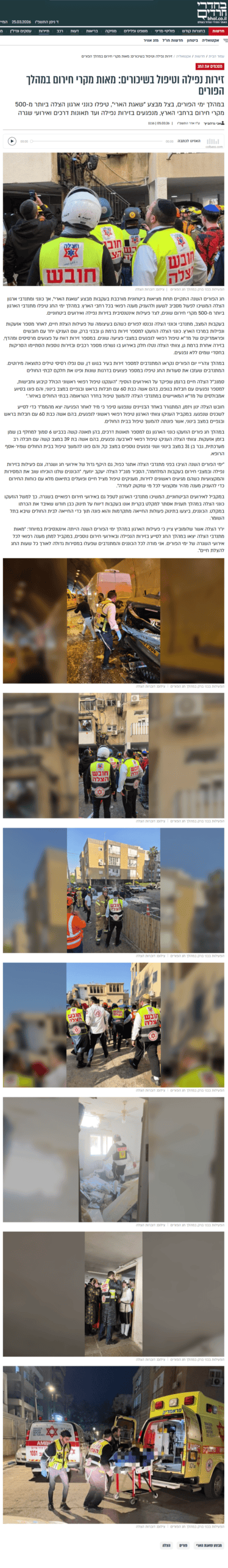 זירות נפילה וטיפול בשיכורים: מאות מקרי חירום במהלך הפורים