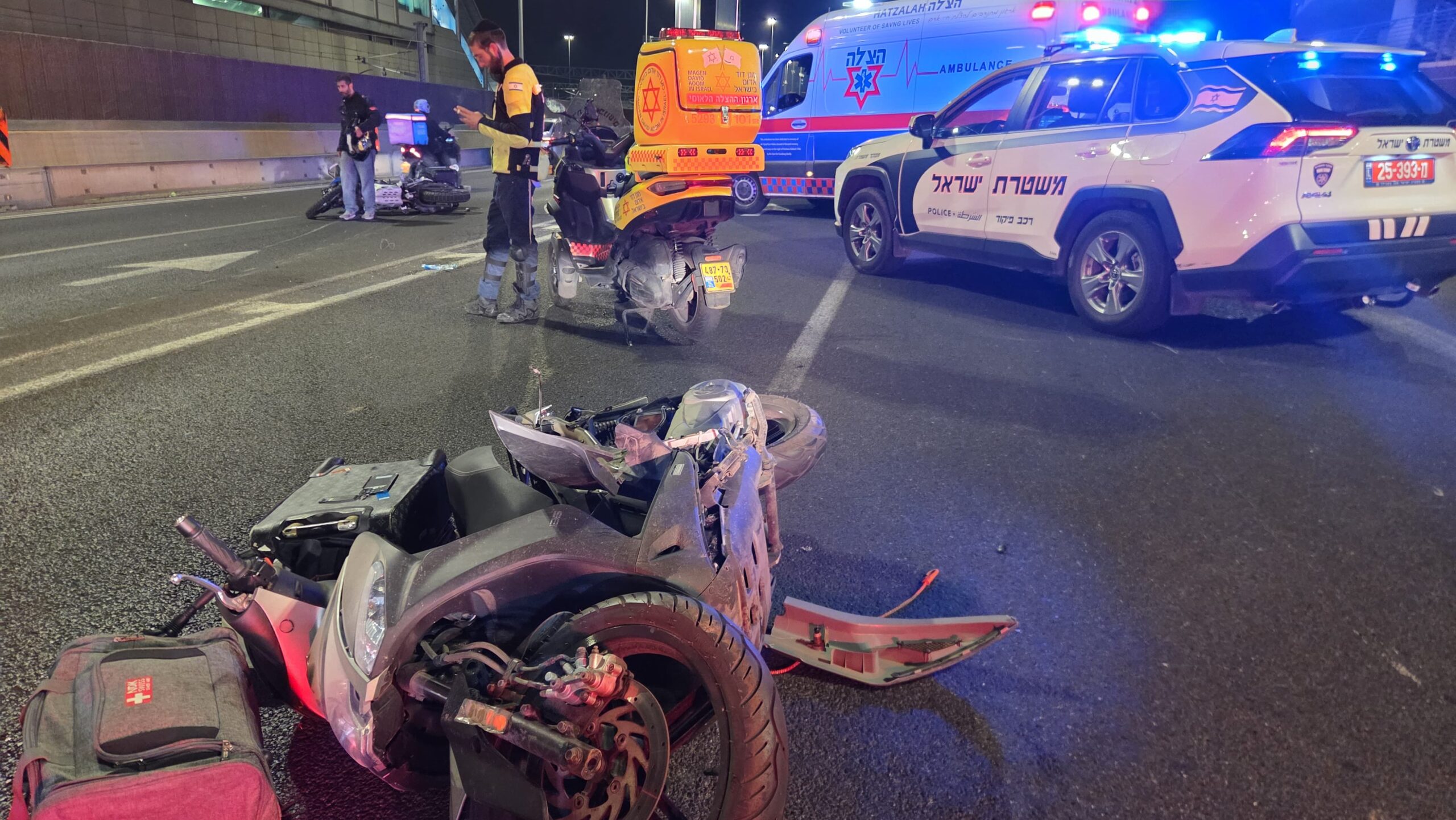 כביש 20: שלושה נפגעים פונו במצב בינוני וקל לאחר שנפגעו בתאונת דרכים
