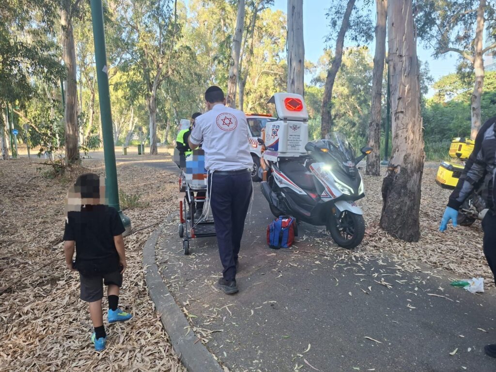 פארק הירקון: רוכב תלת אופן פונה במצב בינוני לאחר שהתנגש בעץ